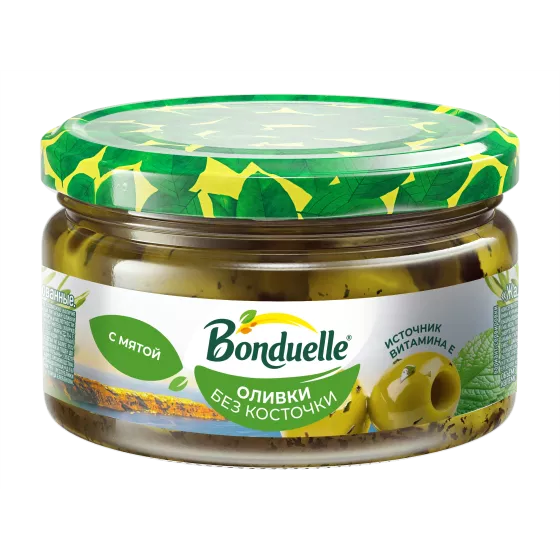 უკურკო ზეთისხილი Bonduelle, პიტნით, 200 g